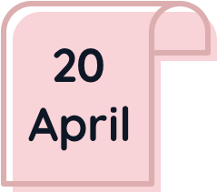 April 20 pink calendar graphic with date