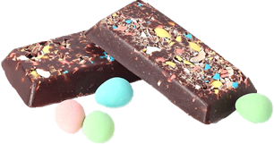 two chocolate bars with mini-eggs