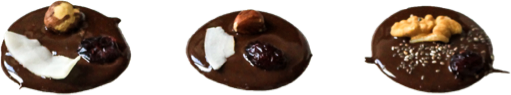 three chocolate circles with coconut