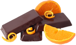 three chocolate bars with orange slices