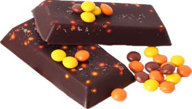 two chocolate bars with reese's pieces