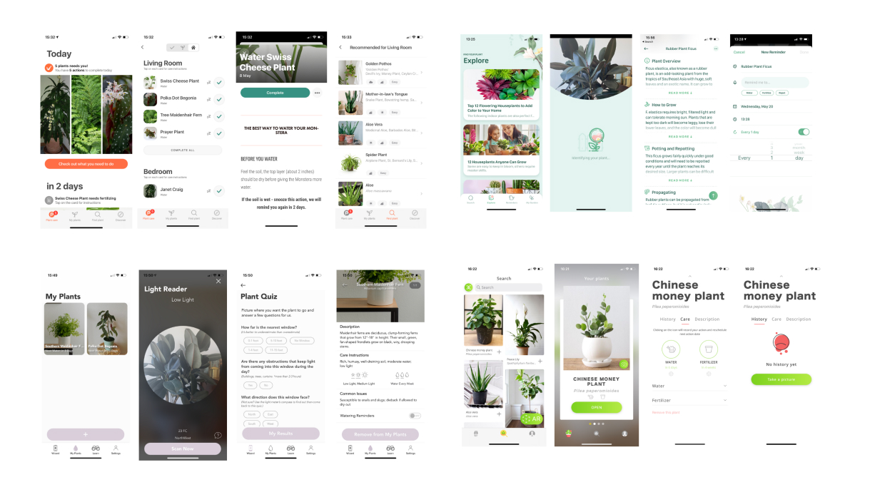 comparison of competitor apps - planta, picture this, vera
